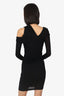 Helmut Lang Black Ruched Long Sleeve Dress Size S
