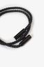 Hermès Black Leather Ruthenium Plated Tournis Tresse Bracelet