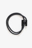 Hermès Black Leather Ruthenium Plated Tournis Tresse Bracelet