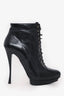McQ Alexander McQueen Black Leather Pointed Toe Lace Up Ankle Boots Size 40