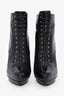 McQ Alexander McQueen Black Leather Pointed Toe Lace Up Ankle Boots Size 40