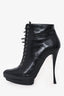 McQ Alexander McQueen Black Leather Pointed Toe Lace Up Ankle Boots Size 40