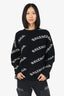 Balenciaga Black/White Logo All Over Sweater Size 38