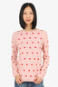Red Valentino Pink/Red Heart Embroidered Sweater Estimated Size S