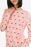 Red Valentino Pink/Red Heart Embroidered Sweater Estimated Size S