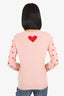 Red Valentino Pink/Red Heart Embroidered Sweater Estimated Size S