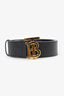 Burberry Black Leather TB Buckle Belt Size 34/85