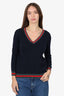 Gucci Navy Wool Web Trim Sweater Size M