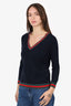 Gucci Navy Wool Web Trim Sweater Size M