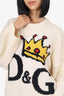 Dolce & Gabbana Cream Virgin Wool Crown D & G Sweater Size 42