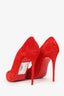 Christian Louboutin Red Suede Pointed Toe Heels Size 40.5