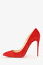 Christian Louboutin Red Suede Pointed Toe Heels Size 40.5