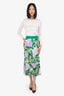 Dolce & Gabbana Green Floral Print Midi Skirt Size 40