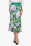 Dolce & Gabbana Green Floral Print Midi Skirt Size 40