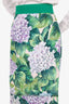 Dolce & Gabbana Green Floral Print Midi Skirt Size 40