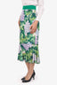 Dolce & Gabbana Green Floral Print Midi Skirt Size 40