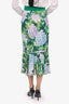 Dolce & Gabbana Green Floral Print Midi Skirt Size 40