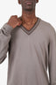 Armani Grey Wool V-Neck Sweater Size XL Mens