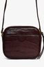 Alexander McQueen Burgundy Croc Effect Mini Camera Crossbody