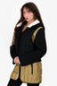 Louis Vuitton Black Wool/Green Down Leather Layered Jacket Size 36