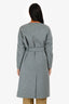 Hermès Grey Cashmere Brown Leather Detail Belted Midi Coat Size 38