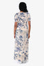Loro Piana Blue/Cream Silk/Cashmere Floral Print Maxi Dress Size XS