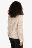 Loro Piana White Linen Cherry Blossom Long Sleeve Top Size 42