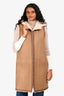 Loro Piana Brown Leather/Shearling Long Hooded Reversible Vest Size S
