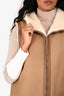 Loro Piana Brown Leather/Shearling Long Hooded Reversible Vest Size S
