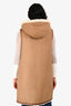 Loro Piana Brown Leather/Shearling Long Hooded Reversible Vest Size S
