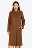 Giada Forte Brown Cashmere Single Breasted Belted Long Coat Size 40