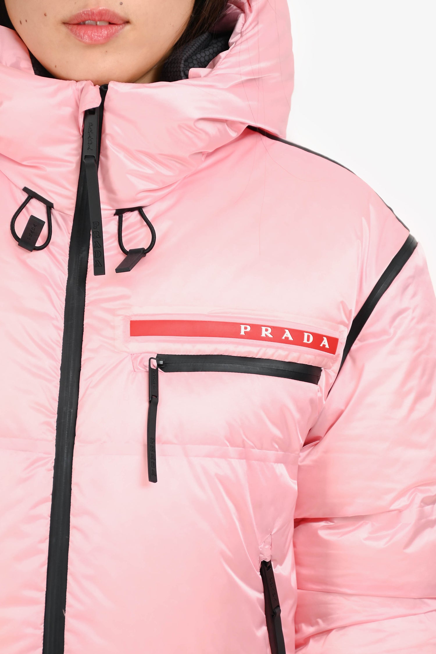 Prada Sport 2021 Pink Re-Nylon Cropped Puffer Jacket Size XS