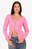 Attire: The Studio Pink Ribbed Cotton Buttoned Cardigan Top Size S