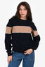 Brunello Cucinelli Navy/Brown Striped Cotton Sweatshirt Size M