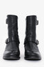 Prada Black Leather Buckle Detail Ankle Boots Size 39