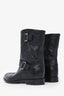 Prada Black Leather Buckle Detail Ankle Boots Size 39