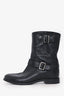 Prada Black Leather Buckle Detail Ankle Boots Size 39