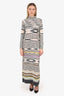 Missoni Black/White Wool Turtleneck Long Sleeve Maxi Dress Size 42