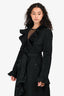 Dolce & Gabbana Black Nylon Ruffle Trench Coat Size 42