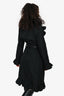 Dolce & Gabbana Black Nylon Ruffle Trench Coat Size 42