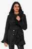 Dolce & Gabbana Black Nylon Ruffle Short Trench Coat Size 40