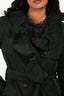 Dolce & Gabbana Black Nylon Ruffle Short Trench Coat Size 40