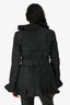 Dolce & Gabbana Black Nylon Ruffle Short Trench Coat Size 40