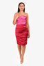 Dolce & Gabbana Pink/Red Pleated/Ruched Detail Strapless Dress Est. Size S-M