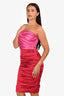 Dolce & Gabbana Pink/Red Pleated/Ruched Detail Strapless Dress Est. Size S-M
