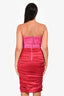 Dolce & Gabbana Pink/Red Pleated/Ruched Detail Strapless Dress Est. Size S-M