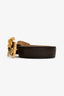 Prada Brown Leather Flower Snake Buckle Detail Belt Size 80