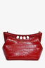 Alexander McQueen Red Croc Effect Leather Chain Crossbody