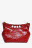 Alexander McQueen Red Croc Effect Leather Chain Crossbody