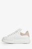 Alexander McQueen White/Pink Leather Platform Sneakers Size 37.5